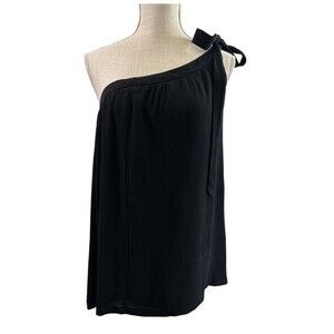 Superdown Top One Shoulder Tie Black Gauzy  Sz M NWT Beachy Boho Summer